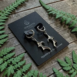 Dragon Bat Wing Hoop Earrings Silver – Stainless Steel Alt Grunge Jewellery