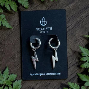 Hoop Earrings Silver Stainless Steel –  Lightning Bolts