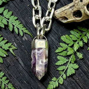 Amethyst Chunky Chain Crystal Pendant Necklace