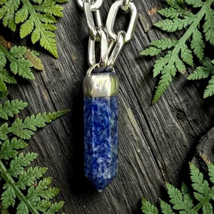 Sodalite Chunky Chain Crystal Pendant Necklace