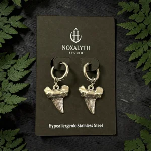 Shark Tooth Hoop Earrings Silver – Stainless Steel Gothic Alt Grunge Jewellery