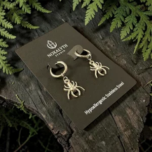 Spider Hoop Earrings Silver Tone – Stainless Steel Gothic Alt Grunge Jewellery