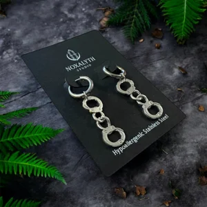 Handcuff Chain Hoop Earrings Silver Tone – Stainless Steel Gothic Alt Grunge Jewellery