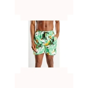 Abstract Art Print Swim Trunks Green/Orange/Multi | XXXL