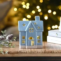 Blue Ceramic House Light-Up Decor..