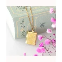 Book Shaped Locket Necklace in Gi..
