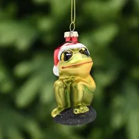 Christmas Frog Glass Hanging Deco..