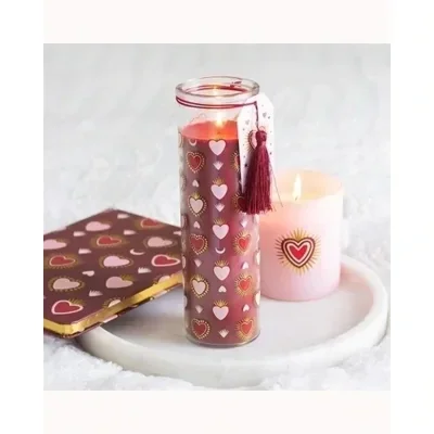 Sacred Heart Print Black Fig Tube Candle