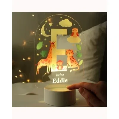 Personalised Animal Alphabet LED Colour Changing Night Light