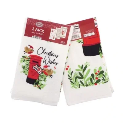 3pk Tea Towels - Robin Christmas Wishes