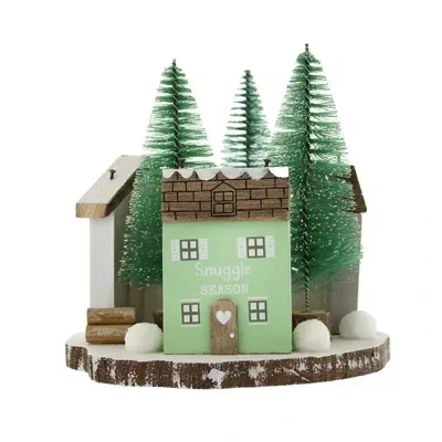 Triple Wooden House Tabletop Decoration