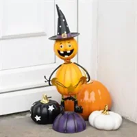 Orange Metal Pumpkin Man Ornament..