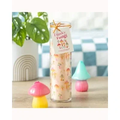 Funky Fungi Mushroom Print Tube Candle