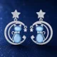 Furry Companions Cat on Moon Earrings