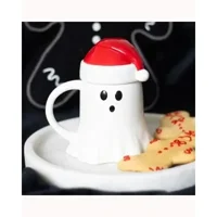 Ghost Shaped Mug with Santa Hat Lid