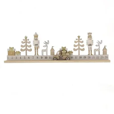 Gold Wooden Advent Calendar with Nutcracker