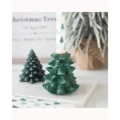 Green Fir Tree Candle Holder with Taper Candle