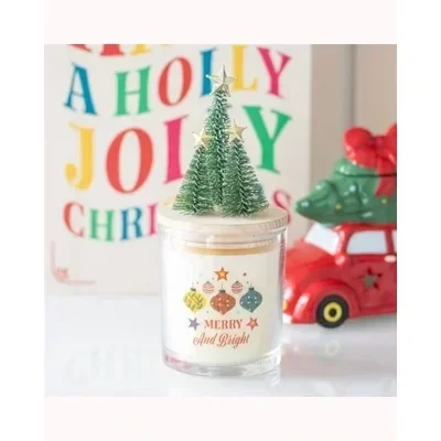 Merry and Bright Bauble Cinnamon & Spice Glass Candle with Tree