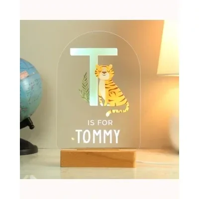 Personalised Animal Alphabet Wooden Based LED Light