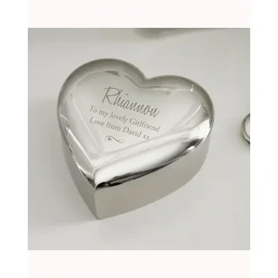 Personalised Any Message Swirls & Hearts Heart Trinket Box