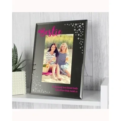 Personalised Bestie 6x4 Diamante Glass Photo Frame