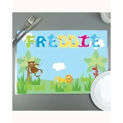 Personalised Blue Animal Alphabet Placemat