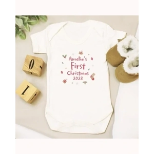 Personalised First Christmas 0-3 Months Baby Vest