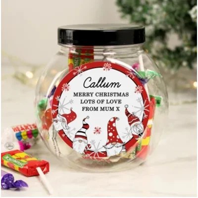 Personalised Gonk Christmas Sweet Jar