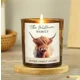 Personalised Highland Cow Amber Glass Candle