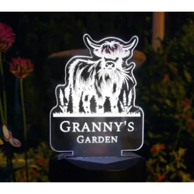 Personalised Highland Cow Garden Solar Light