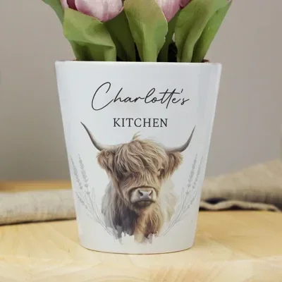 Personalised Highland Cow Plant Pot