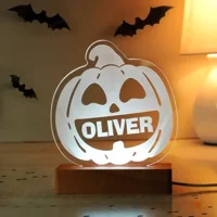 Personalised Pumpkin Wooden LED L..