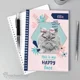 Personalised Rachael Hale 'Happy Face' Cat A5 No..