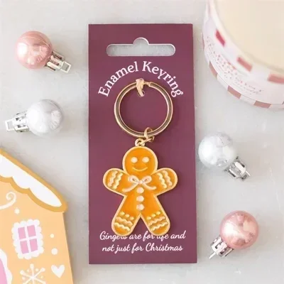 Pink Bow Gingerbread Man Keyring