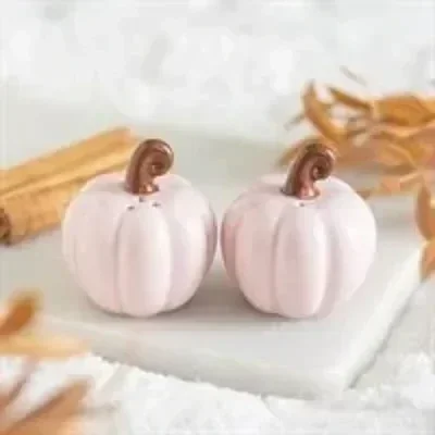 Pink Curly Pumpkin Salt and Pepper Shakers
