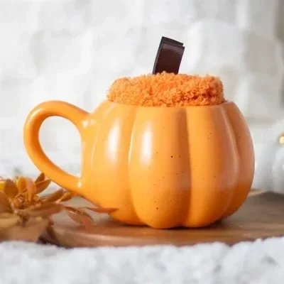 Pumpkin Shaped Mug and Socks Set