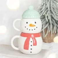 Set of 2 Winter Snowman Stacking ..