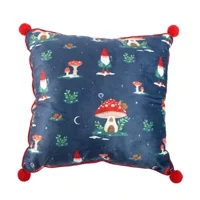Square Gnome Print Cushion with P..