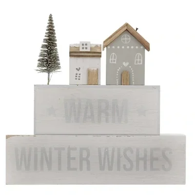 Warm Winter Wishes Stacked Block Sign