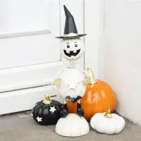 White Metal Pumpkin Man Ornament ..