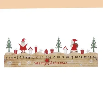 Wooden Advent Calendar with Santa