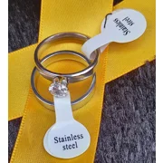Polished Stainless Steel Solitaire Wedding Ring Set