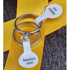 Polished Stainless Steel Solitaire Wedding Ring Set