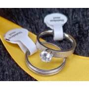 Frosted Stainless Steel Duo Wedding Ring Set