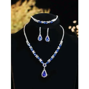 Royal Azure Teardrop Ensemble Necklace Set