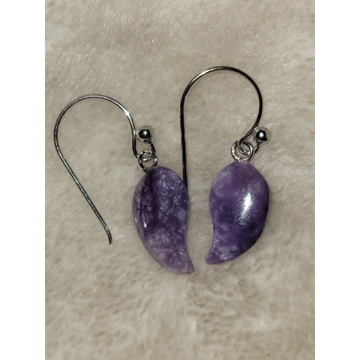 Charoite Dangle Earrings on 925 SS Wires