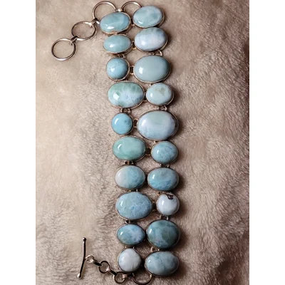 Larimar SS925 Bracelet- Toggle Adjustable 7