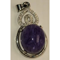 SALE thru Feb 25th Natural Charoite Pendants 7pcs Total SS925 stamped but Do Not Test as SS925!