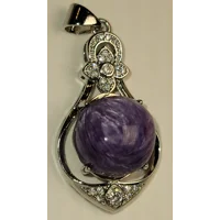 SALE thru Feb 25th Natural Charoite Pendants 7pcs Total SS925 stamped but Do Not Test as SS925!