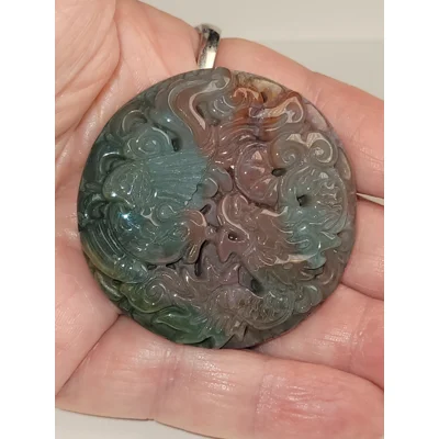 Ocean Jasper Carved Amulet